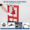Hydraulic Shop Press, Heavy-Duty H-Frame Bearing Press with Stamping Plates, Adjustable Worktable for Garage or Professional Users - 2 of 4