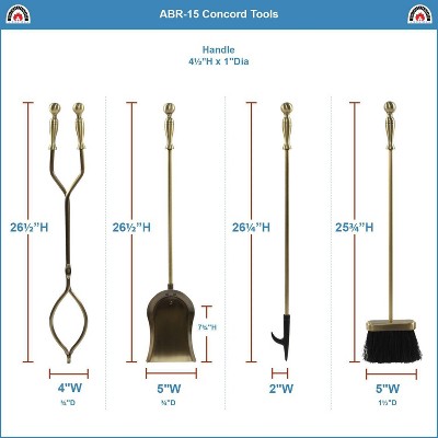 Antique Brass 5-Piece Concord Fireplace Tool Set