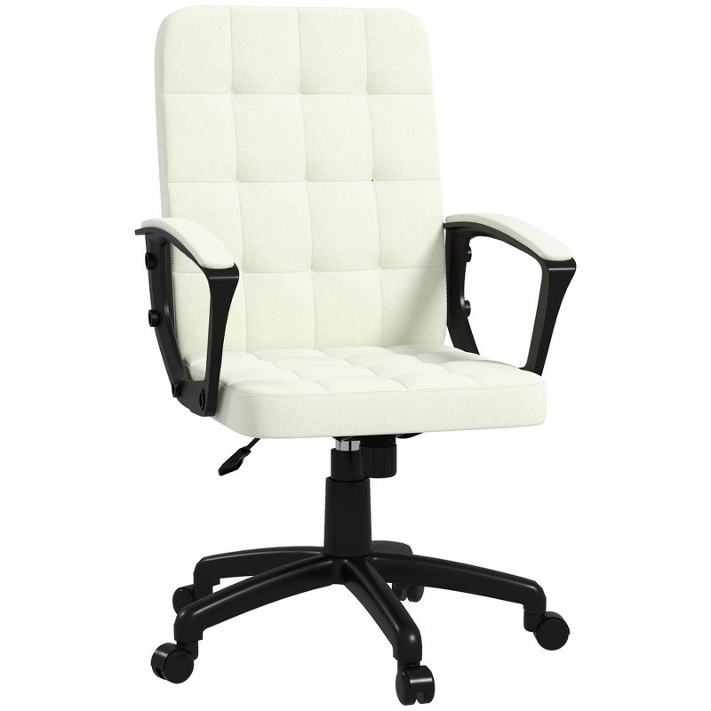 Vinsetto Mid Back Office Chair with Adjustable Height, Wheels, Arms, Comfy Computer Chair, 1 of 7