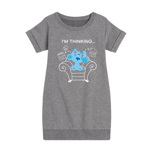 Girls' - Blue's Clues & You! - Blue's Thinking Chair Graphic Short Sleeve Fleece Dress - 1 of 4
