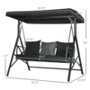 DSVIMOY 3-Seat Patio Swing Chair, Porch Swing Glider with Cushion, 3 Throw Pillows & Adjustable Canopy, Black, 74.75"*47.25"*70" - 3 of 4