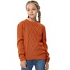 Girls' Cable Knit Sweater, Crew Neck Long - Sleeve Pullover for Kids, Casual Winter Fall Knitted Top - 2 of 4