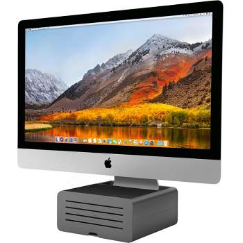Twelve South HiRise Pro Adjustable Stand for Apple iMac with Built-In Gear Garage | Reduce Desk Clutter, Gunmetal