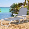 73.3'' Folding Chaise Lounge 4-Position Reclining Back, Armrests, Metal Frame and Mesh Fabric Gray - 3 of 4