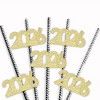 Big Dot of Happiness Gold Glitter 2026 Party Straws - No-Mess Real Gold Glitter Cut-Out Numbers New Year's Eve Party Paper Straws - Set of 24 - 3 of 4