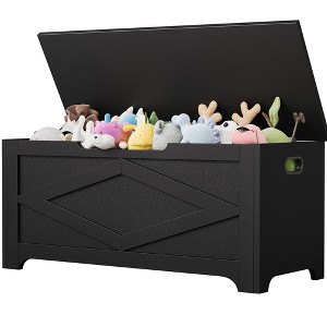 Jojoka  39.4" Storage Chest, Wooden Storage Bench with Safety Hinges, Easy Assembly, Large Toy Chest for Entryway - 1 of 4