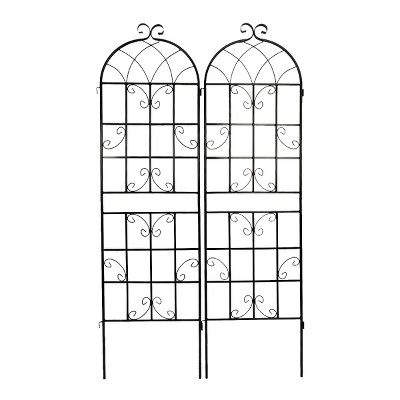 Lirago 71"H * 19.7"W * 1"D,2 Pack Metal Garden Trellis Rustproof Climbing Plant Support for Outdoor Flowers, Vines, Vegetables Black Powder-Coated