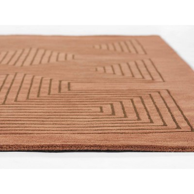 Copper Geometric Hand-Tufted Wool Runner Rug 2'6" x 8'