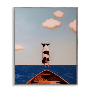 Stupell Industries Dog Jumping In Lake Black Framed Giclee Art - 1 of 4