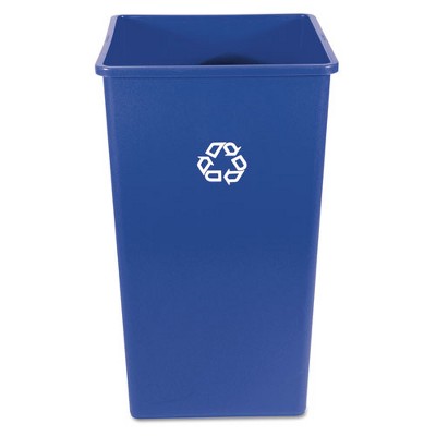 Rubbermaid Commercial Square Recycling Container, 50 gal, Plastic, Blue