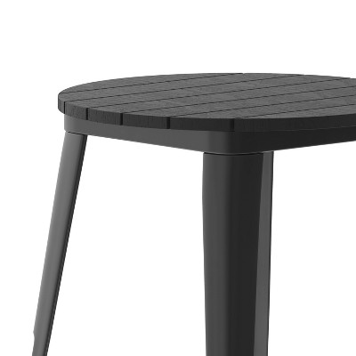 Black Round Poly Resin and Steel Indoor/Outdoor Dining Table