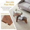 Glass Coffee Table Round Cocktail Table Oval Center Table Accent Table Sofa Table with Diagonal Fan-shaped Tray Leg, Walnut/Natural-ModernLuxe - 3 of 4