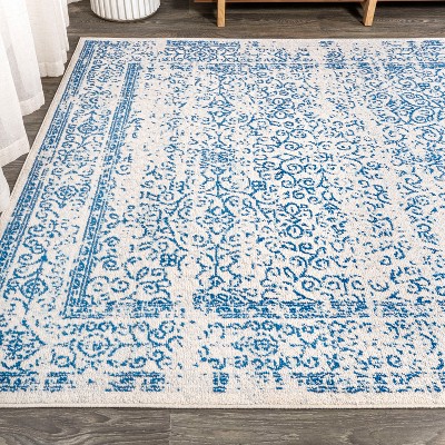 Cream/Blue Mediterranean Filigree 5' x 8' Synthetic Area Rug
