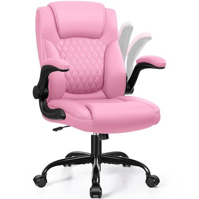 KERDOM Leather Office Chair, Big and Tall Office Chair 400LBS Wide Seat, Pink