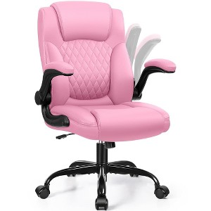 KERDOM Leather Office Chair, Big and Tall Office Chair 400LBS Wide Seat, Pink - 1 of 1