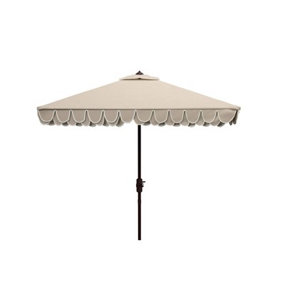 7.5' Square Elegant Valance Umbrella Beige/White - Safavieh