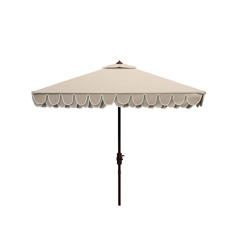 7 5 Square Elegant Valance Umbrella Beige White Safavieh Target
