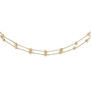 Black Bow Jewelry 14k Yellow Gold Diamond-Cut Beaded Half Double Strand 17 Inch Necklace - 1 of 4