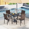 Costway Stacking Wicker Chairs Set of 2 with Acacia Wood Armrests & Metal Frame, Outdoor - 4 of 4