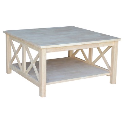 Hampton 41" Natural Wood Square Coffee Table with Storage