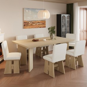 GDFStudio Felton Modern 7 Piece Wood Upholstered Dining Table Set - 1 of 4