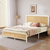 Rattan Bed Frame with Headboard, Modern Boho Cane Platform Bed, Heavy Duty Steel Slat Support, Noise-Free, No Box Spring Needed - 3 of 4