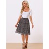Allegra K Women's Floral Print Smocked Elastic Waist Midi Flowy Tiered Ruffle Skirt - 3 of 4