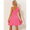 INSPIRE CHIC Women's Christmas Party Elegant Flared Bow One Shoulder Evening Cocktail Dresses - 3 of 4
