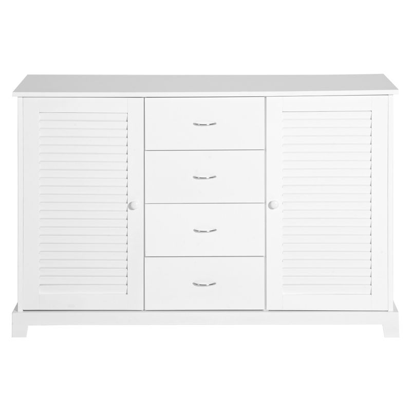 HOMCOM 47" Modern Storage Cabinet Buffet Sideboard with Drawers and Louvered Doors- White, 4 of 9