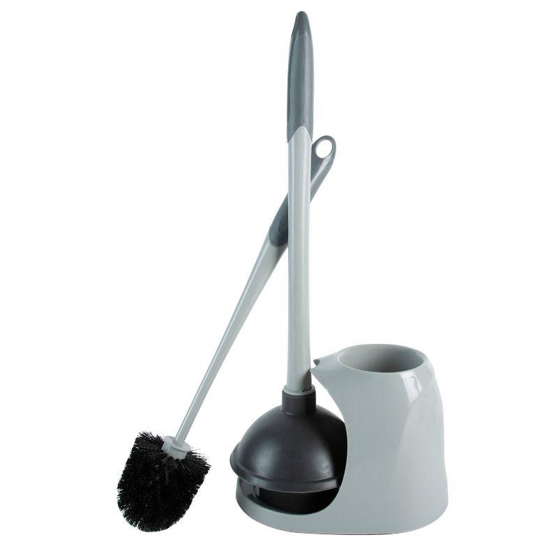 2 in 1 Plunger and Bowl Brush Caddy Set Gray - Bath Bliss, 4 of 9