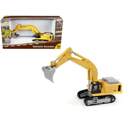 Hydraulic Excavator Yellow "TraxSide Collection" 1/87 (HO) Scale Diecast Model by Classic Metal Works