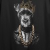 Dog With Leather Jacket & Crown Crew Neck Short Sleeve Women’s Black Crop Top - image 2 of 3