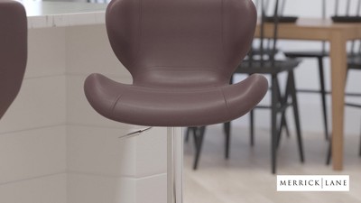 Adjustable Gray Fabric Bar Stool with Chrome Base