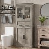 67" Tall Bathroom Storage Cabinet with Glass Doors, Adjustable Shelves, Drawer, Freestanding Tall Cabinet Modern Cupboard - 3 of 4