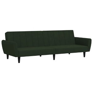 vidaXL 2-Seater Sofa Bed in Dark Green Velvet - Contemporary Velvet Loveseat/Sleeper Couch with Easy Conversion and Wooden Frame - 1 of 4