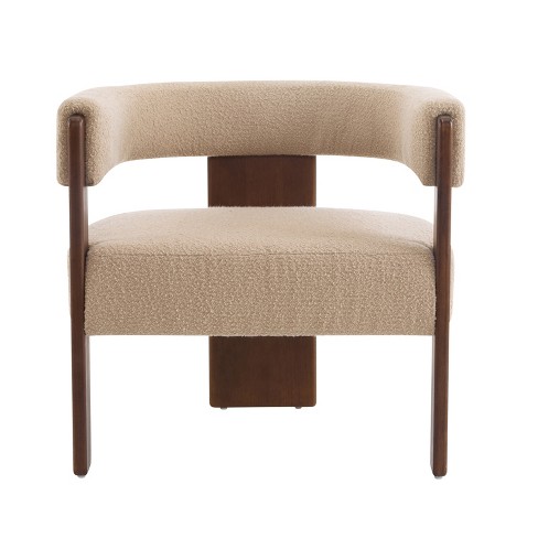 Gdfstudio Noah Modern Boucle Rubberwood Upholstered Accent Arm Chair ...