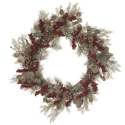 Transpac Artificial 24 In. Multicolor Christmas Winter Foilage Wreath ...