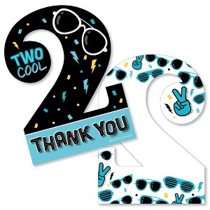 Big Dot of Happiness Two Cool - Boy - Shaped Thank You Cards - Blue 2nd Birthday Party Thank You Note Cards with Envelopes - Set of 12 - 1 of 4