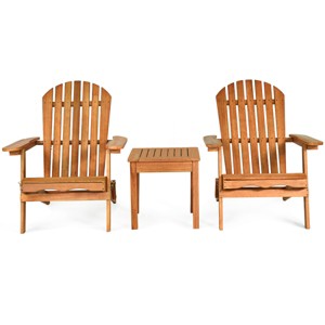 Tangkula Outdoor 3 Pieces Adirondack Chair Patio Furniture Set Eucalyptus Wood - 1 of 4