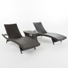 Christopher Knight Home Pacific Outdoor Wicker 3 Piece Armless Adjustable Chaise Lounge Chat Set - 2 of 4