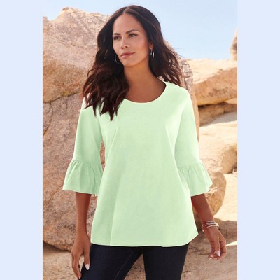 Roaman's Women's Plus Size Bell Sleeve Ultimate Tee