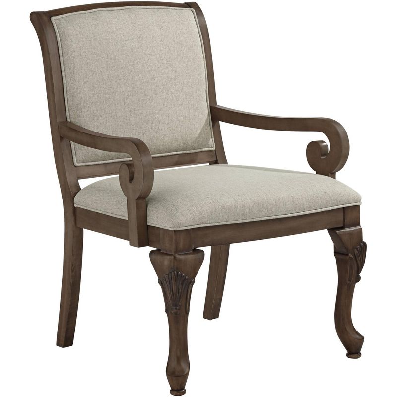 Kensington Hill Diana Beige Upholstered Wood Arm Traditional Accent Chair, 1 of 10