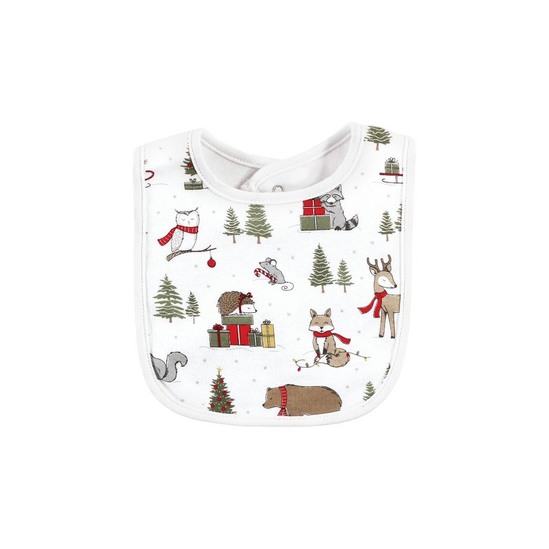 Hudson Baby Unisex Baby Cotton Bib and Headband or Caps Set, Christmas Forest, One Size, 5 of 6