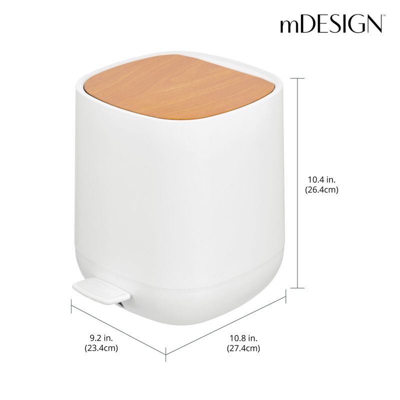 mDesign Plastic 1.3 Gallon/5 Liter Bathroom Garbage Can, Removable Liner, 2 of 7