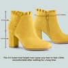 BLISSFUL STEP Women's Back to College Party Ruffle Pointed Toe Block Heel Ankle Boots - 2 of 4