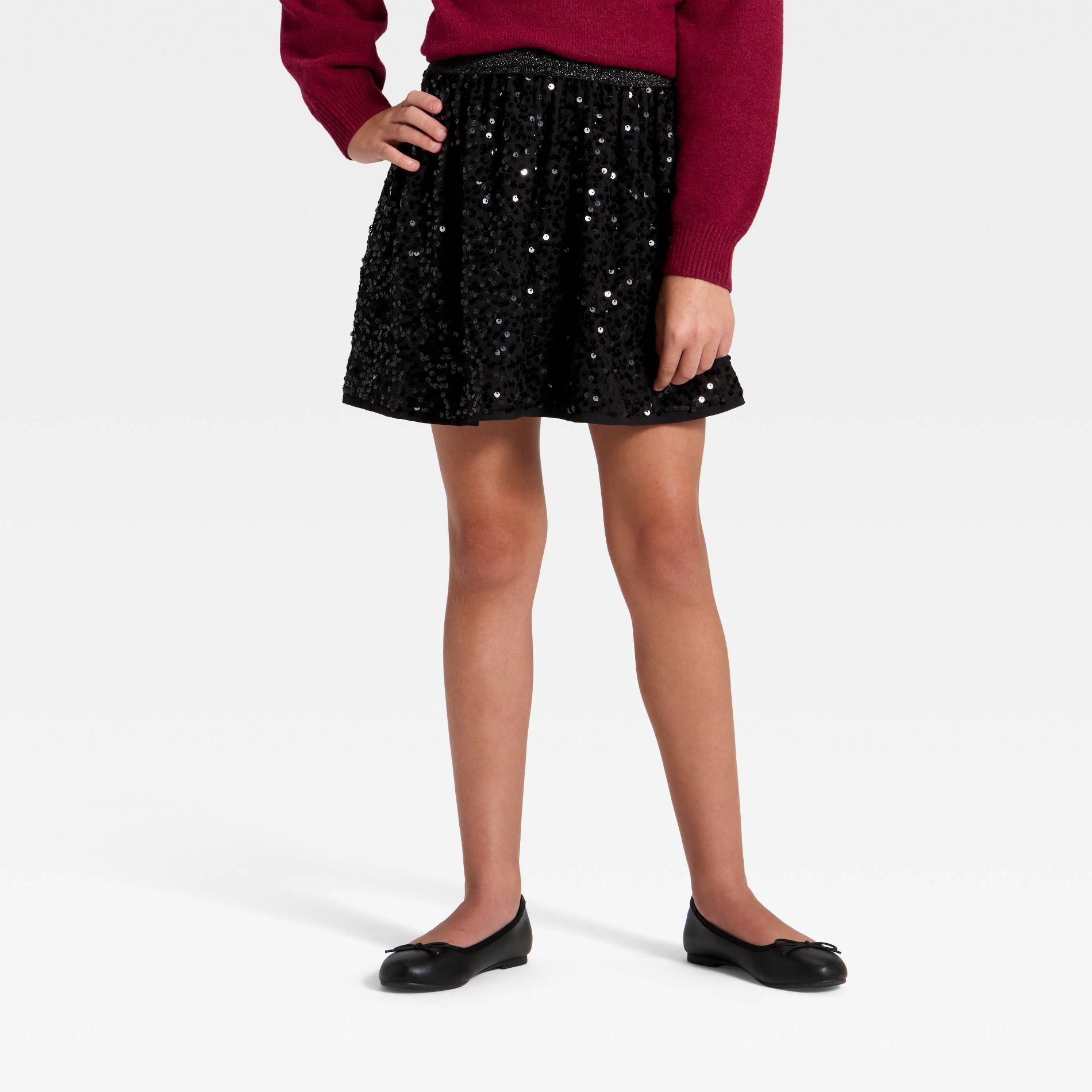 Girls' Holiday Sequin Skirt - Cat & Jack™ Black