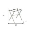 HomeRoots White Folding Luggage Rack With Gray Straps - 3 of 4