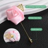 Unique Bargains Wedding Groom Suit Ribbon Rose Flower Lapel Pin with Gold Leaf 1 Pc - 2 of 4