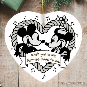 Cute Mouse Couple Love Quote Ornament, Classic Steamboat Willie Christmas Gift and Decor| OrnamentallyYou - 1 of 4