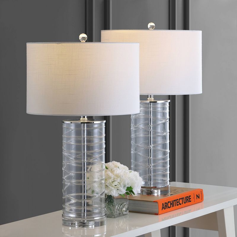 (Set of 2) 27.5" LED Glass Fused Cylinder Table Lamps - JONATHAN Y, 3 of 8